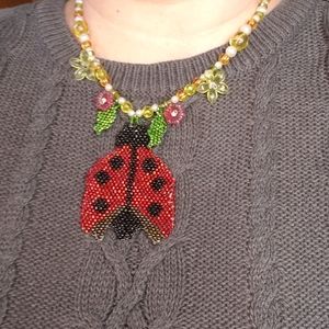 Spring ladybug necklace